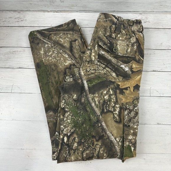 Realtree APX Camouflage Pants Cargo Pockets Hunting Youth boys Girls Large 28x28 - Picture 1 of 16
